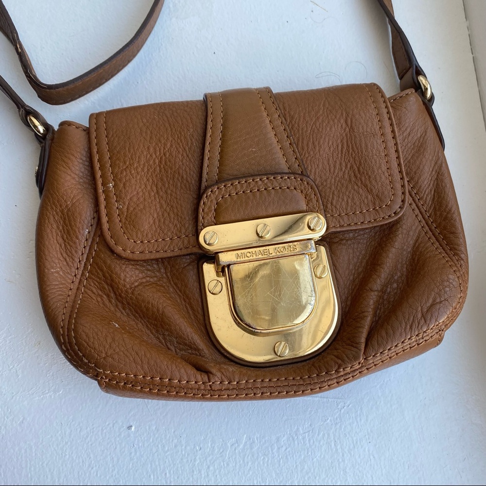Michael Kors, brown leather crossbody purse